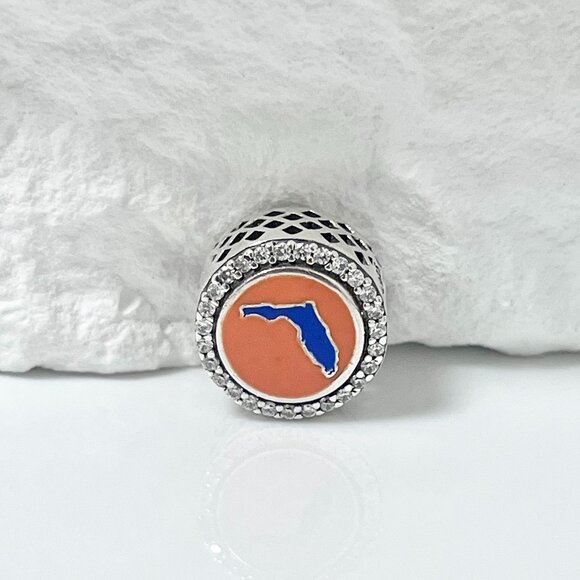 Pandora HOME Florida Map Bead Charm S925 Silver Charm - Picture 1 of 3